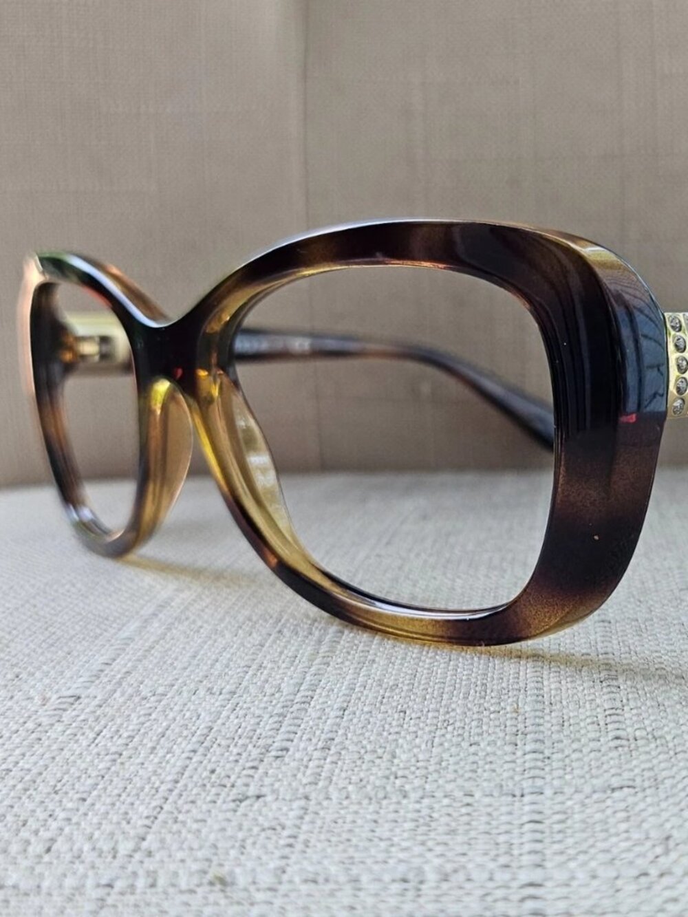 Vogue Eyewear Women Eyeglasses Frame Tortoise Crystals Accent Temple Glasses
